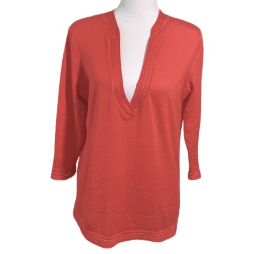 Talbots Woman Petites Ribbed V-Neck Pima Cotton Sweater Sz MP